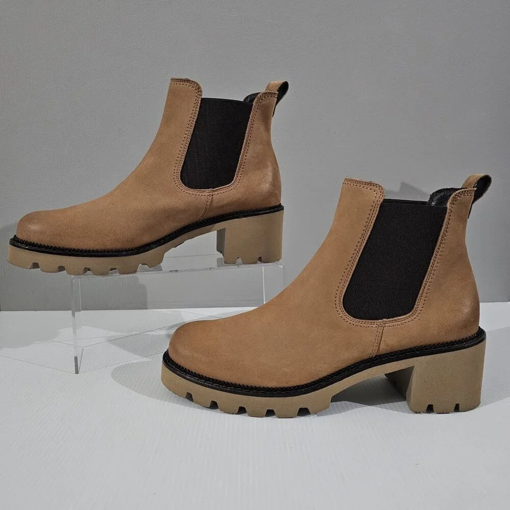 Paul Green Shasta Chelsea Ankle Boot UK Size 7 Sahara Tan Nubuck Pull On NEW
